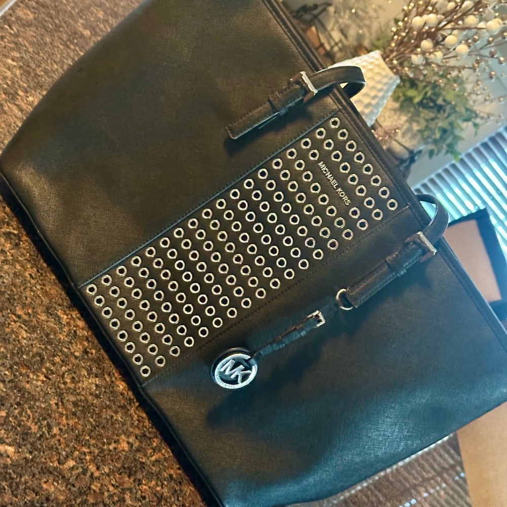 Michael Kors Black Studded Tote Bag